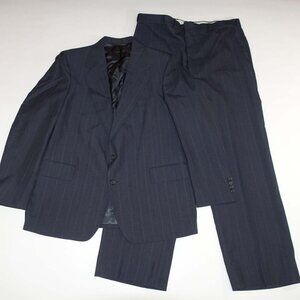 Talbot Jaimes Men's 2 Button Suit Size 42 Porter 38 x 31 Navy Blue Wool Striped